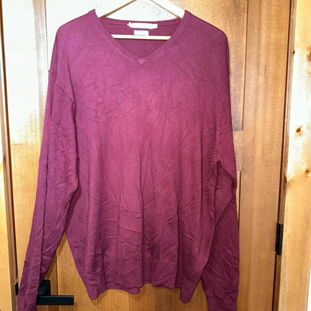 Peter Millar Mens V Neck Sweater Maroon Silk Cashmere‎ Cotton Blend XX Large